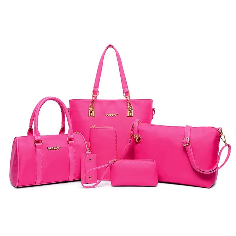 6PCS/SET Women Handbags Shoulder Crossbody Bag Purse Wallet Women