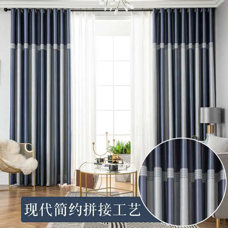 New Product Modern Stripe Blackout Curtain for Living Room Heat
