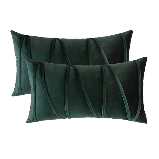 Set of 2 Decorative Green Throw Pillow Covers Soft Solid