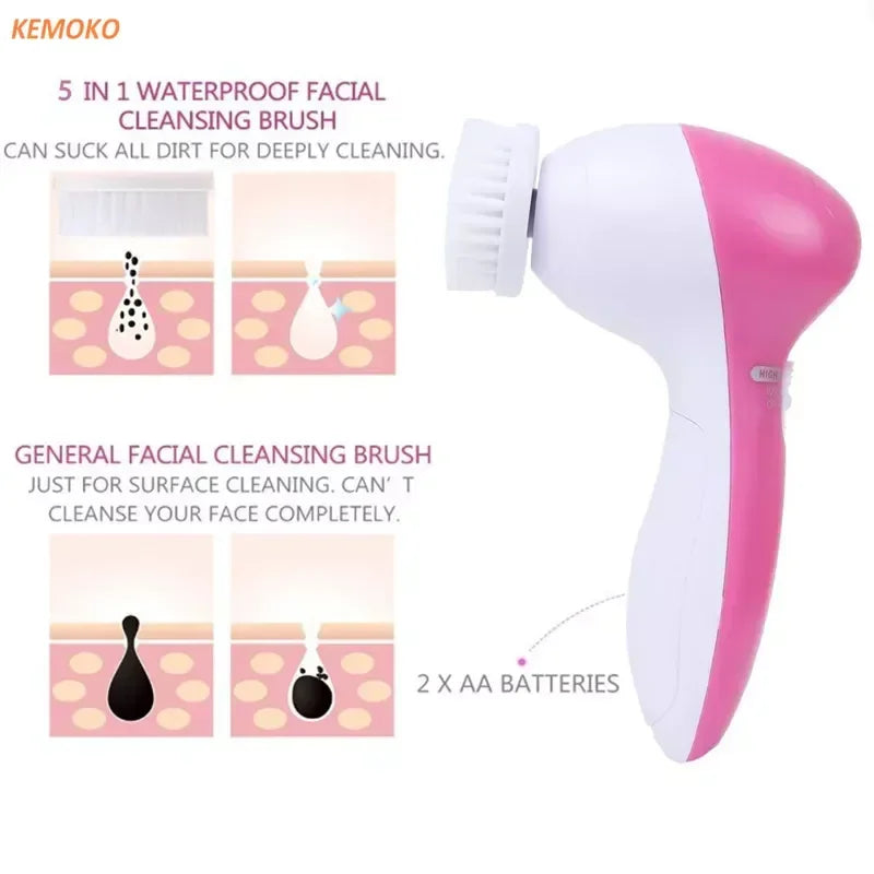 Electric Facial Cleanser Wash Face Cleaning Machine Skin Pore Cleaner Wash  5 in 1