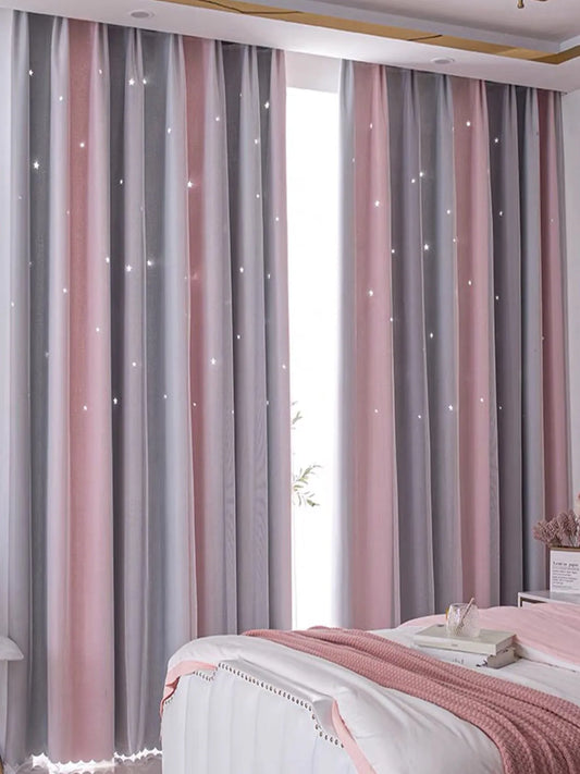 Blackout Kids Curtains for Bedroom Thermal Insulated Silver Twinkle