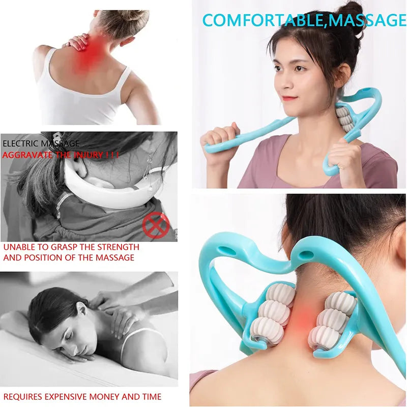 Neck Massager Handheld Shoulder Aids With Ball Shiatsu Deep Muscle Relaxation