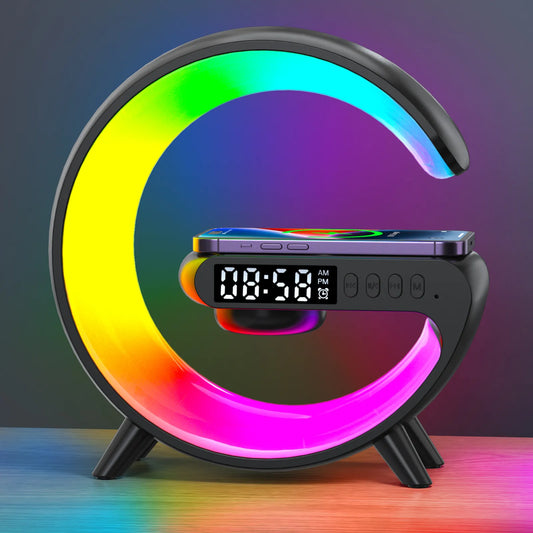 Multifunctional Wireless Charger Stand Pad Alarm Clock Speaker