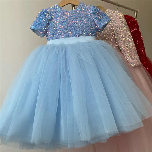 3-8 Year Girls Princess Dress Sequin Lace Tulle Wedding