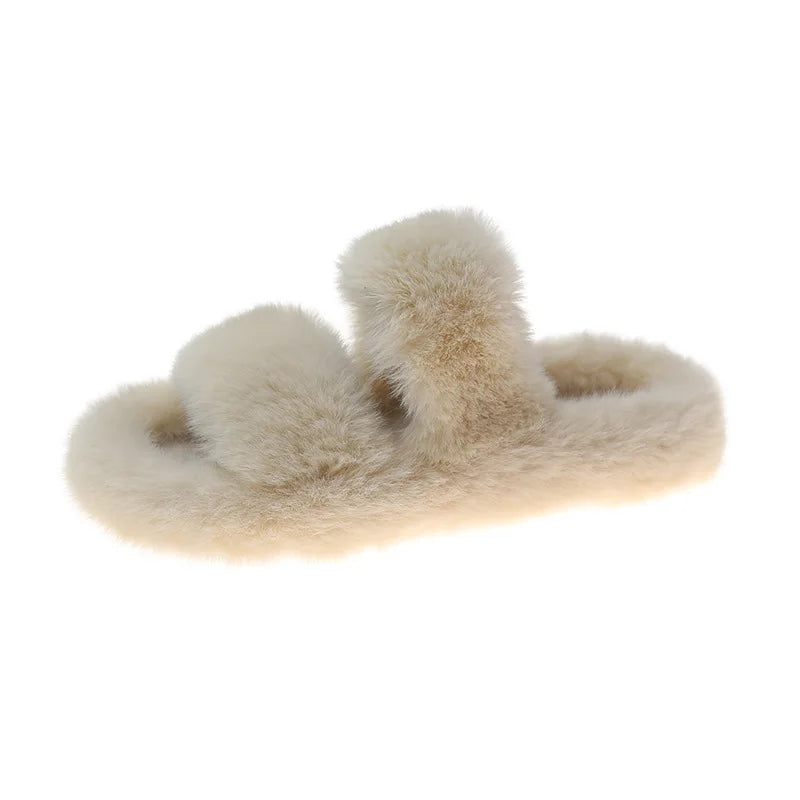 Double Fluffy Slippers Women's Autumn and Winter