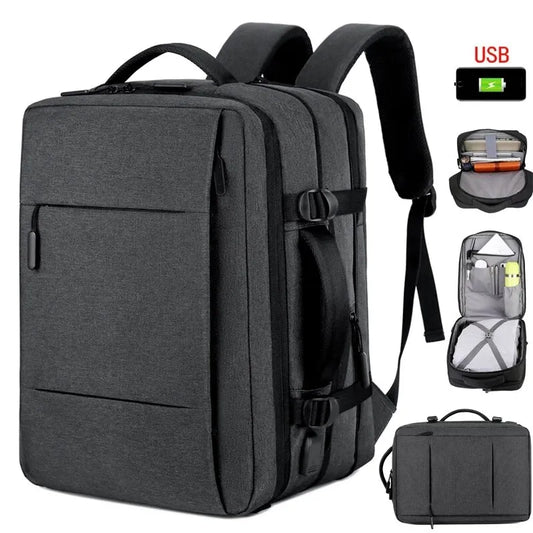 Classic Travel Backpack Men Business Backpack School Expandable USB