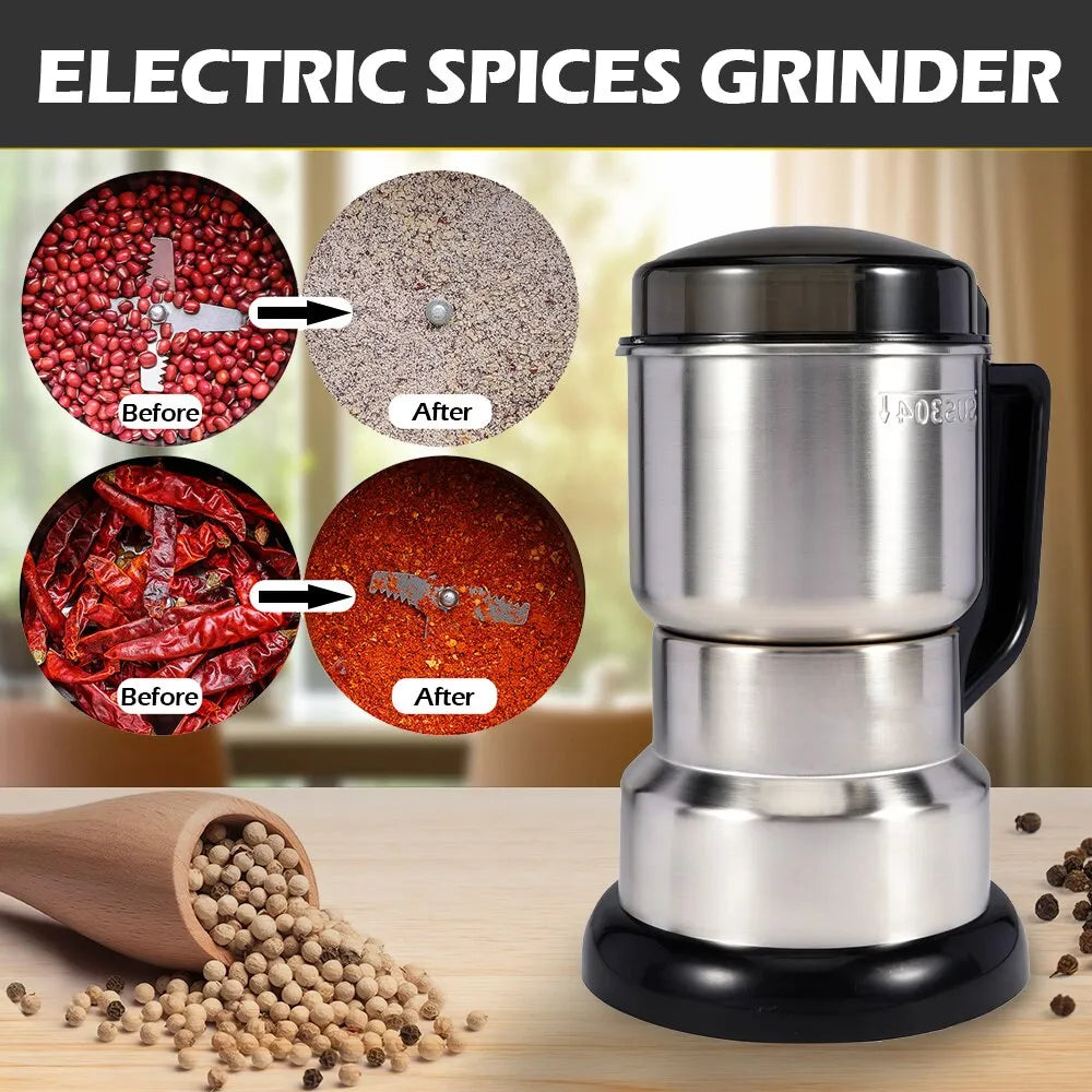 High Power Electric Coffee Grinder Kitchen Cereal Nuts Beans Spices Grains Grinder