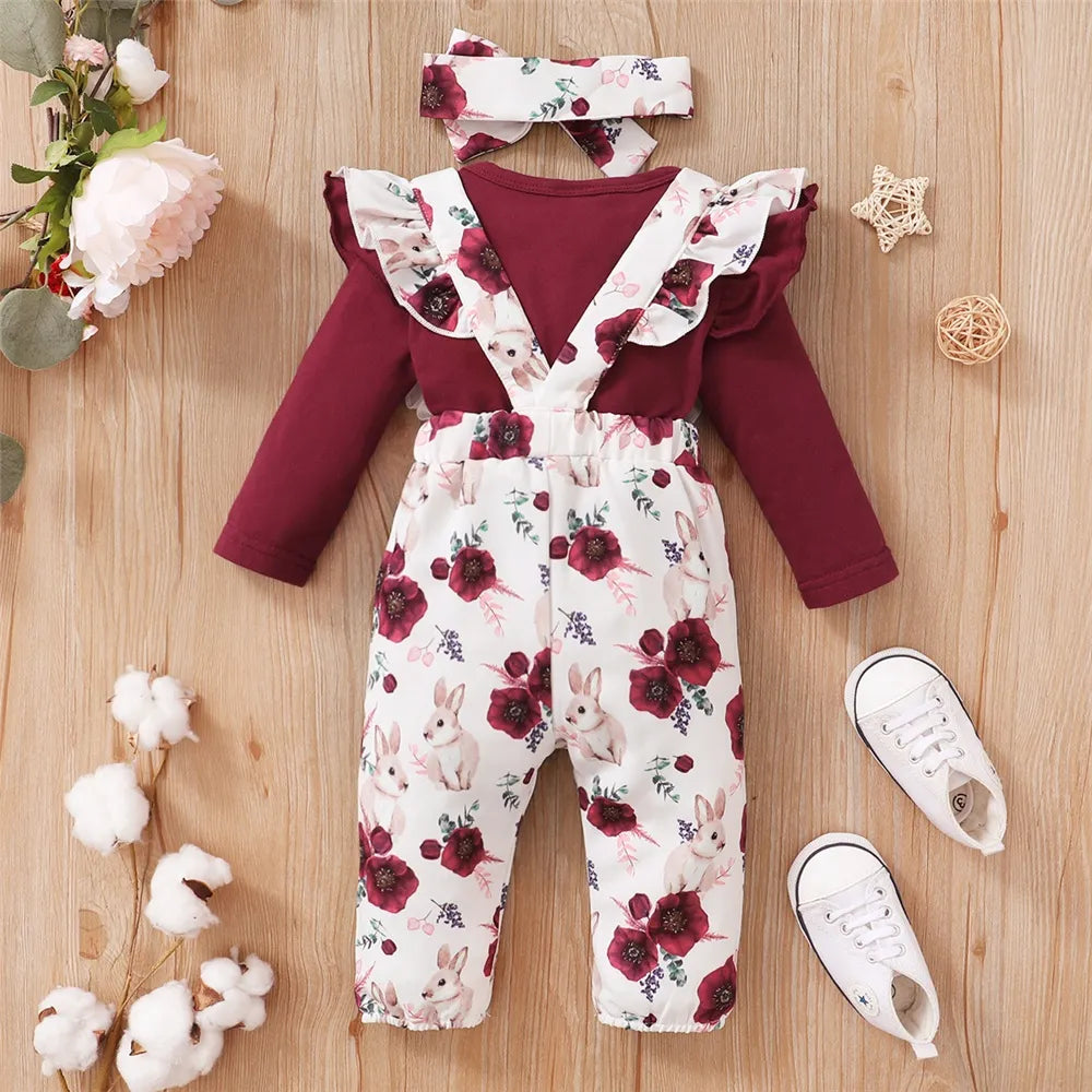 0-18Months Baby Girl Clothes Set Red Color