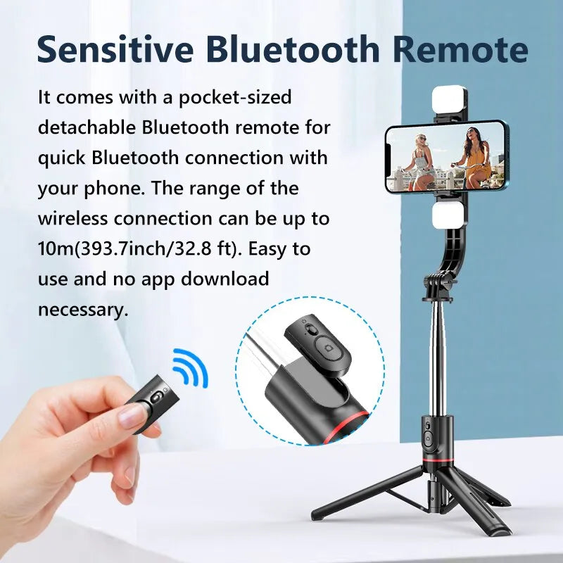 INRAM-Bluetooth Selfie Stick Double Fill Light Tripod With Remote Shutter For L13D