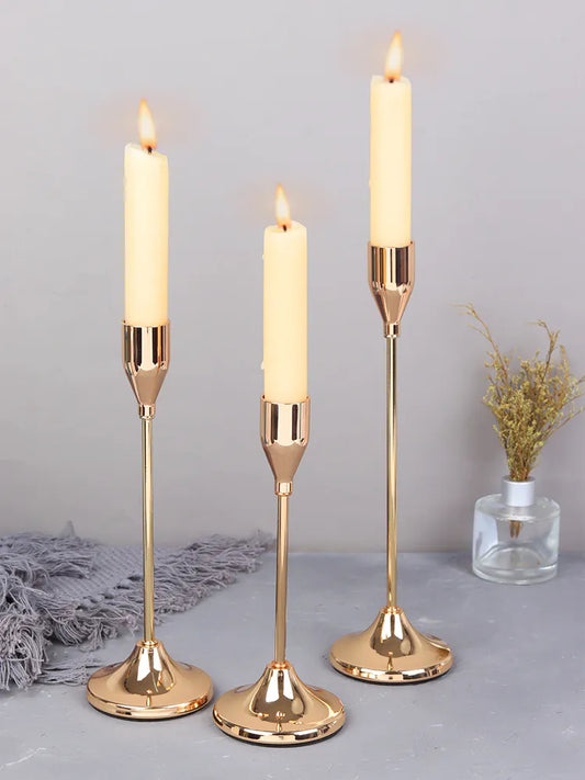 3Pcs/Set European style Metal Candle Holders Candlestick Fashion Wedding Table