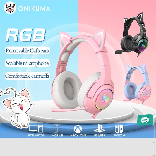 ONIKUMA K9 Wired Headphones with RGB Light Flexible HD Mic 3.5mm Gaming Headset