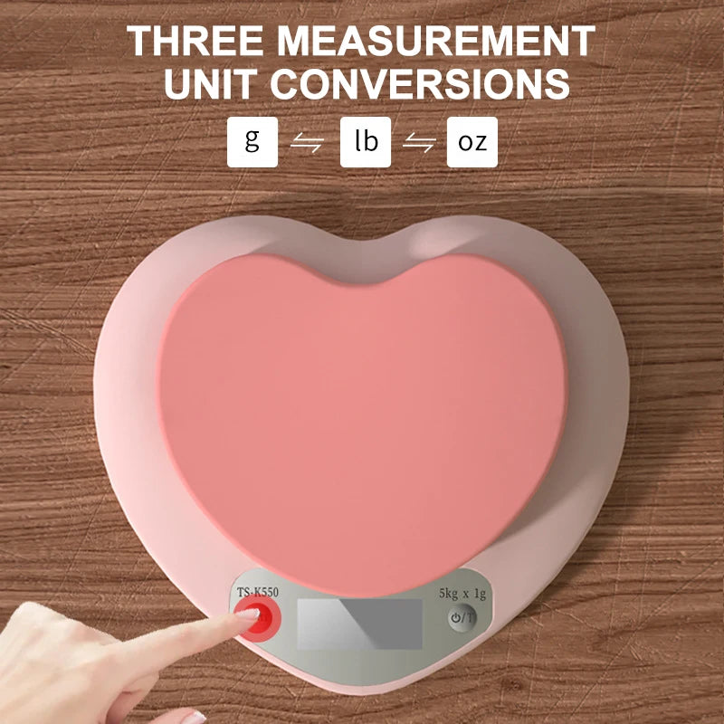 Multi-Function Kitchen Baking Scale Pink Heart-shaped Portable