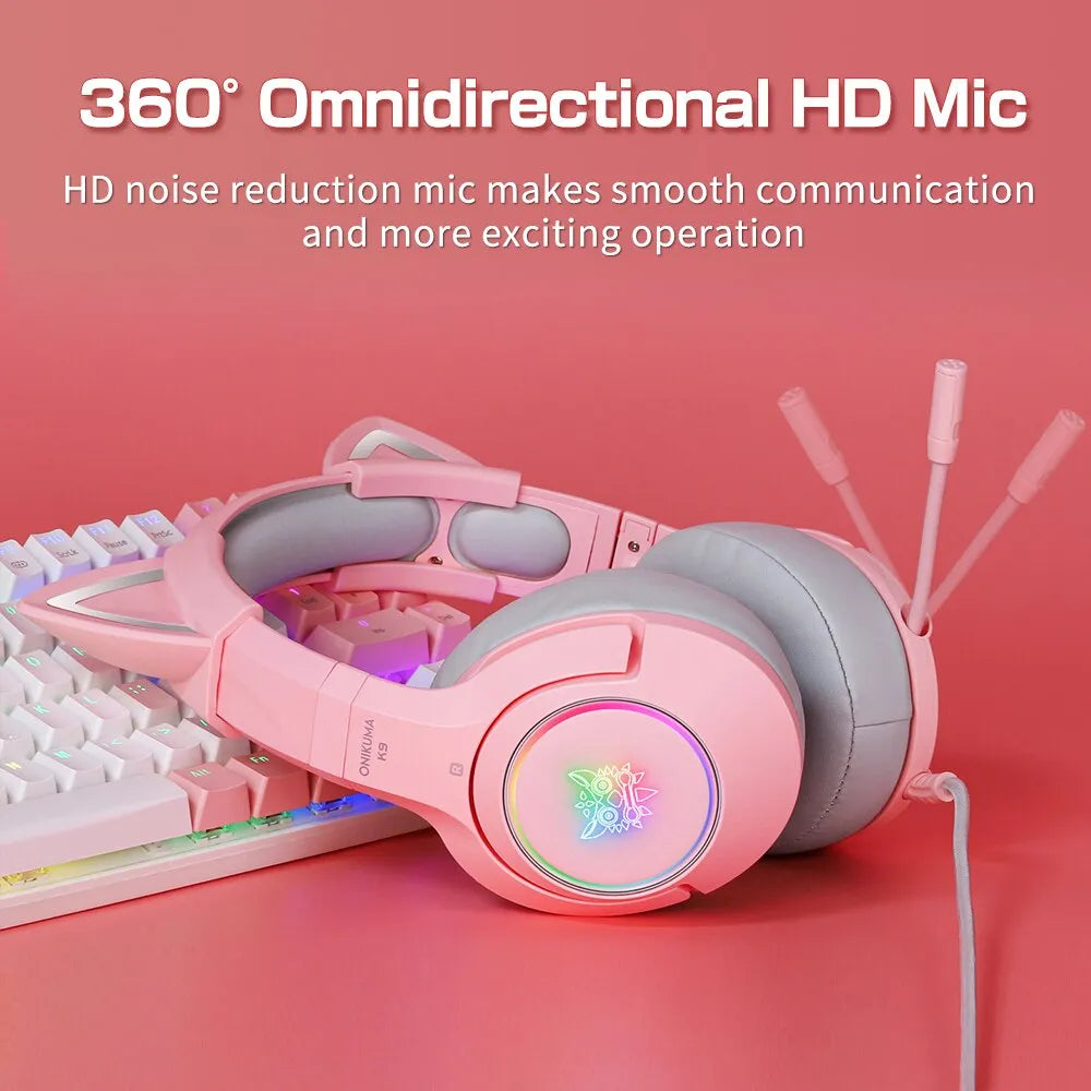 ONIKUMA K9 Wired Headphones with RGB Light Flexible HD Mic 3.5mm Gaming Headset