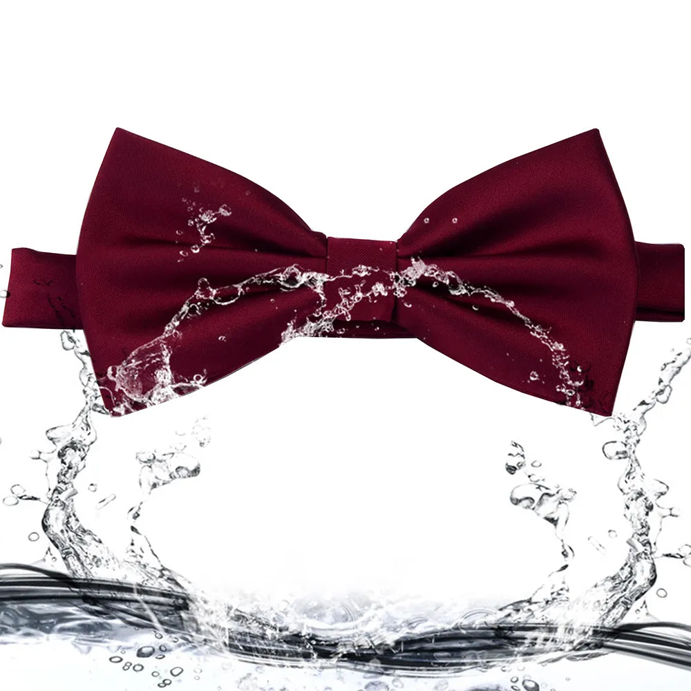 GUSLESON Silk Solid Pre-tied Bow Tie for Men