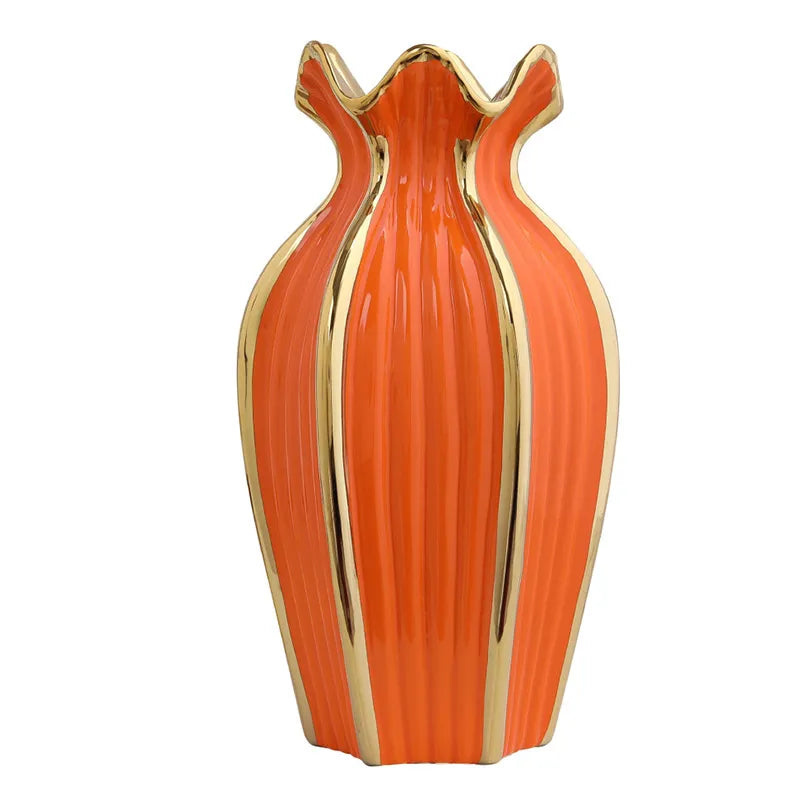 Simple Nordic ceramic vase modern electroplating ornaments creative light