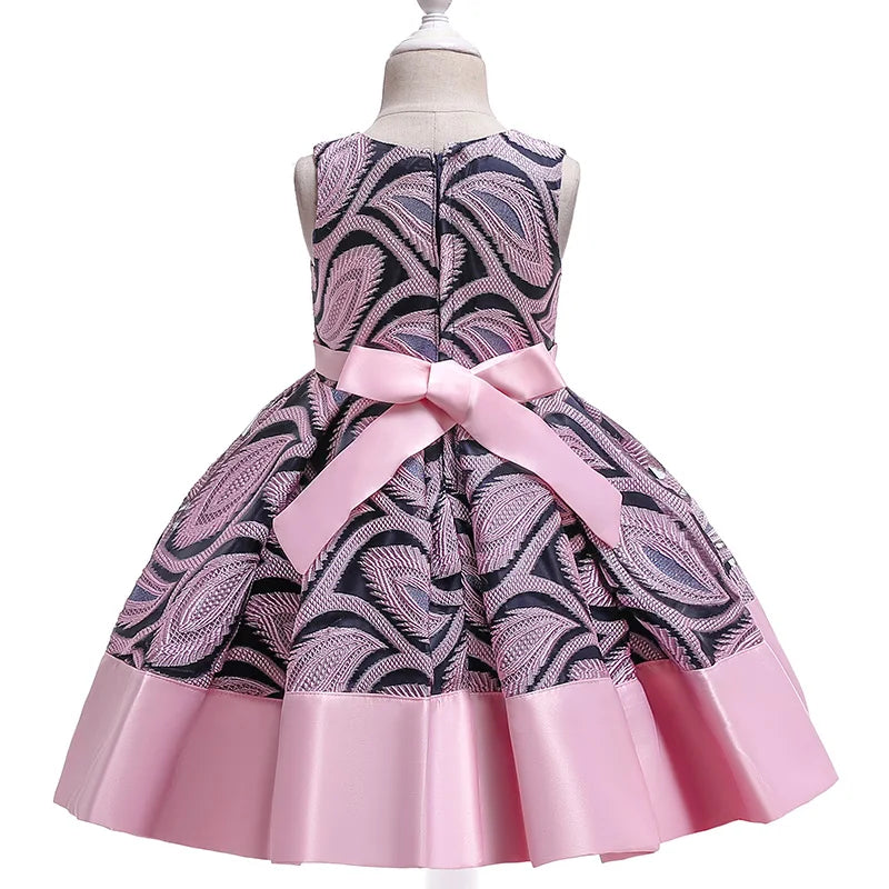Baby Girls Flower Striped Dress For Girls Floral Wedding Party